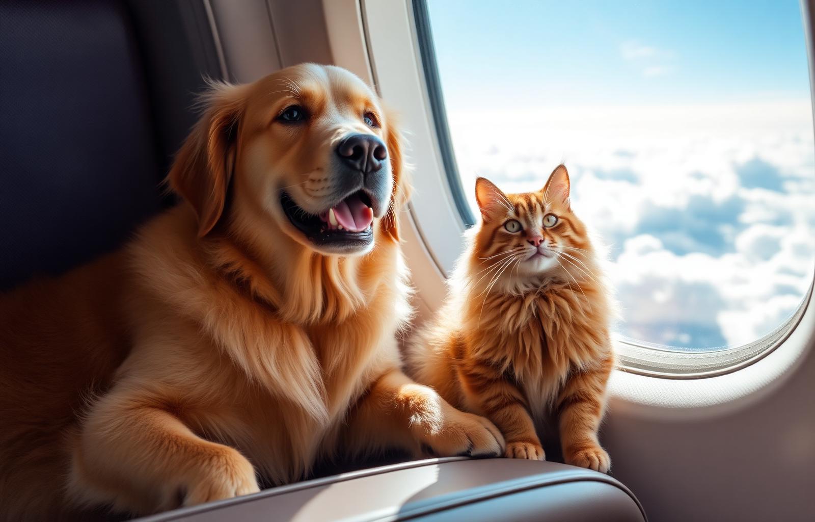 A dog and cat travelling together by air